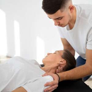 close up man helping patient recover